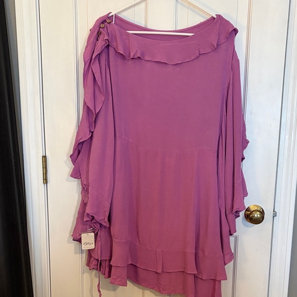 Free people free est size small Elegant Mauve Ruffle dress first bloom - Picture 3 of 9